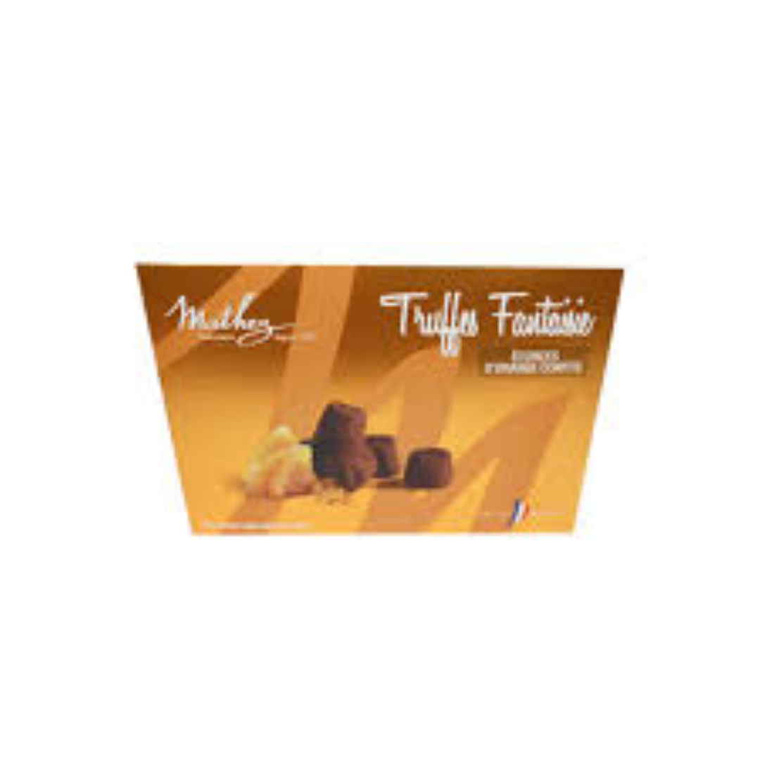 MATHEZ FRENCH CACAO TRUFFLES CANDIED ORANGE PEELS